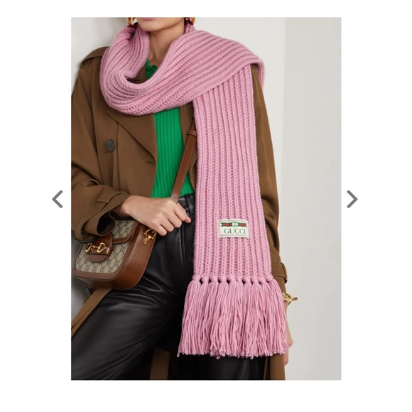 GUCCI Ribbed fringed wool scarf NWT - Picture 3 of 9